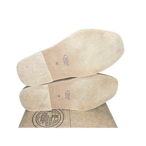 Chloé Woody Logo Ribbon Slides Sandals Beige/Tan Women’s 39 (US 9) - Picture 4 of 9